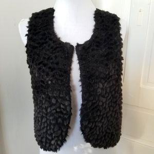 John Paul Richard Black Faux Fur Sweater Vest